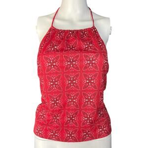 90s Y2K ENT Entrancy Red Bandana Print Halter Top Women’s Med Made in USA